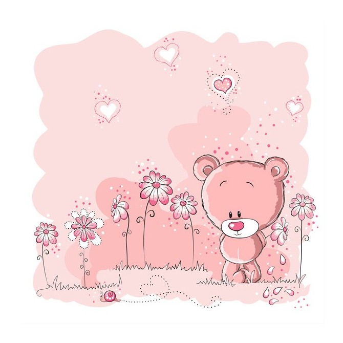 Cuadro Pink bear and snail - Cuadrostock