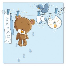 900117 / Cuadro Baby bear hanging BOY - Cuadrostock