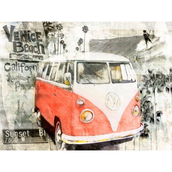 BRS119 - Cuadro Beach Van (rojo) - Cuadrostock