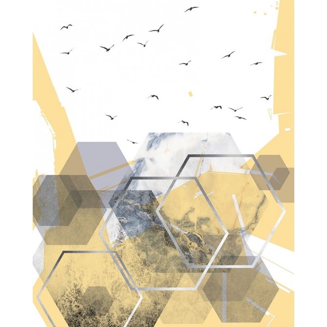 Yellow Grey Abstract Hexagons 2 - Cuadrostock