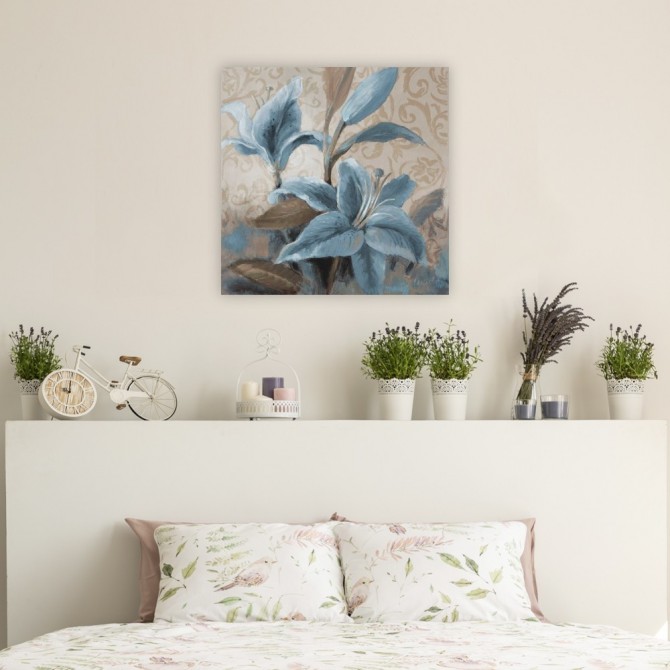 Cuadro para dormitorio - Soft Blue Blooms II - Cuadrostock