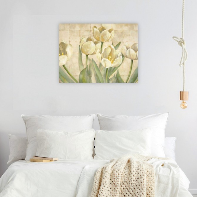 Cuadro para dormitorio - White Tulips on Ivory - Cuadrostock