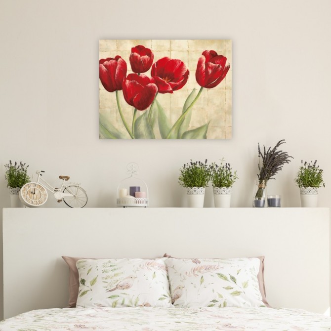 Red Tulips on Ivory - Cuadrostock