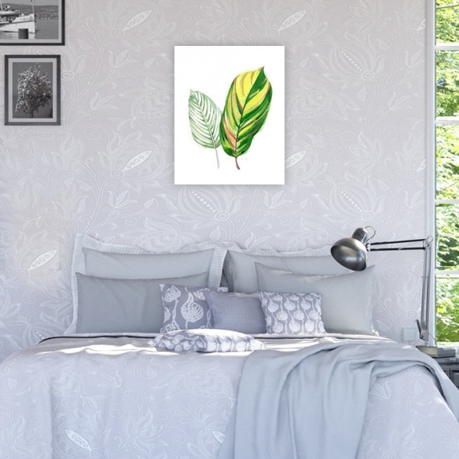 Cuadro para dormitorio - Tropical Striped Leaf - Cuadrostock