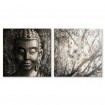 MFZ-0033 Juego de 2 Cuadros Zen con Buda y Flores PLATEADO - Cuadrostock