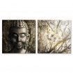 MFZ-0034 Juego de 2 Cuadros Zen con Buda y Flores DORADO - Cuadrostock