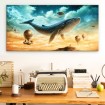 MFZ-0035 Flying Whale illustration with fantasy balloons - Cuadrostock