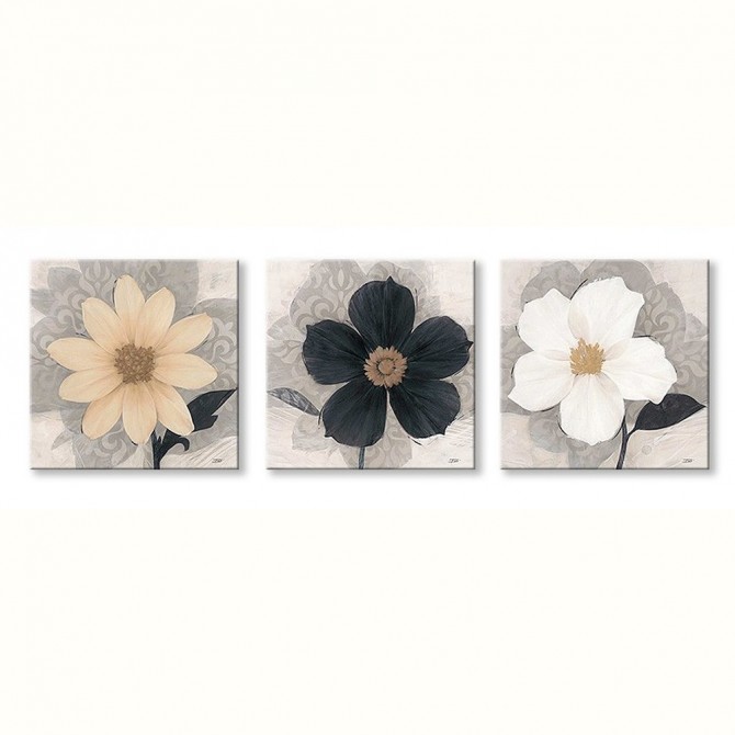 J3-M00-Set of 3 Canvas Elegance Creme - Elegance Noir - Elegance Blanc - Cuadrostock