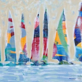 Dozen Colorful Boats Square II - Cuadrostock