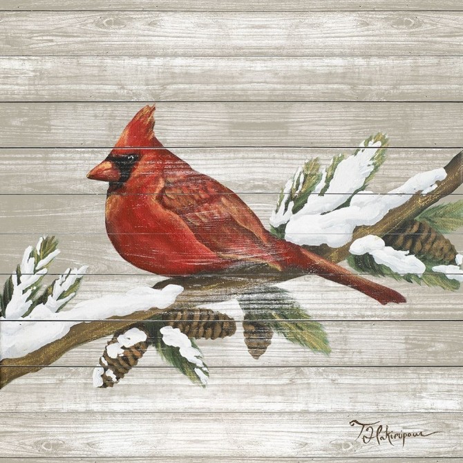 Winter Red Bird on Wood II - Cuadrostock