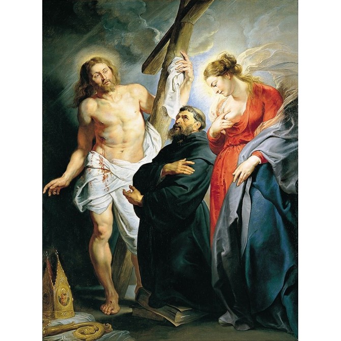 San Agustín entre Cristo y la Virgen - Cuadrostock