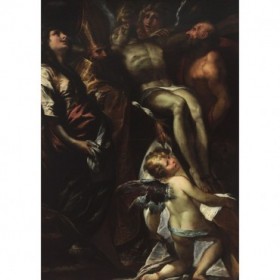 The Lowering of the Cross with Sts Mary Magdalene, Augustine, Jerome and Angels - Cuadrostock