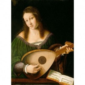 Lady Playing a Lute - Cuadrostock