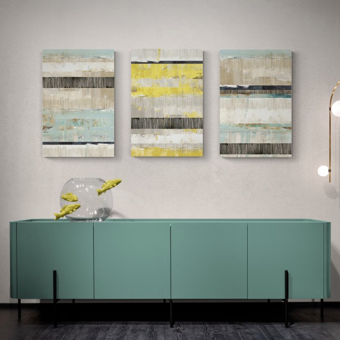 Tríptico abstracto en tonos pastel para decoraciones modernas- Cuadrostock