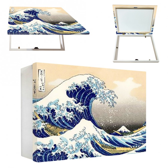 Tapacontador horizontal blanco Hokusai La gran Ola - Cuadrostock