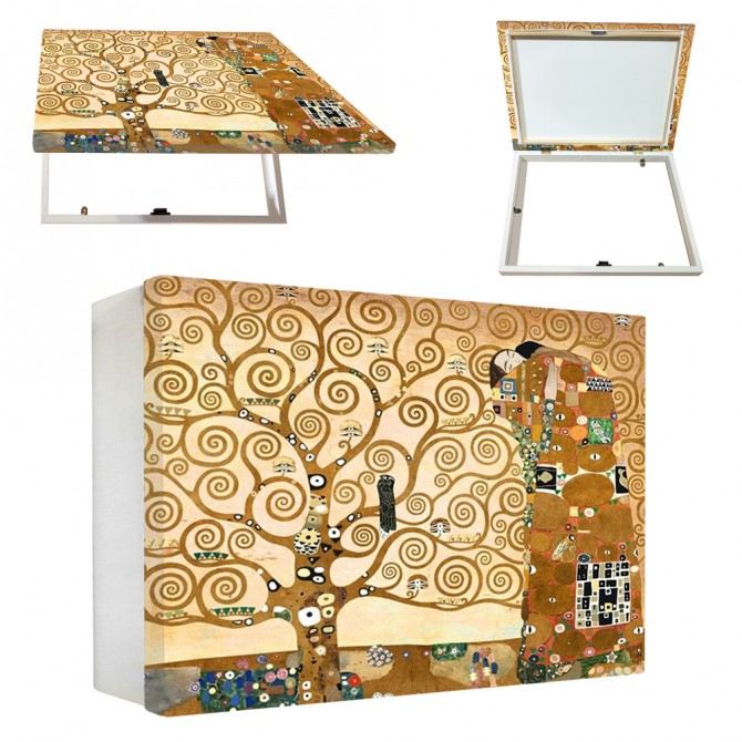 Tapacontador horizontal blanco Klimt - El árbol de la vida - Cuadrostock