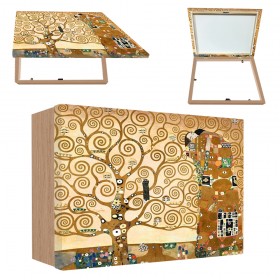 Tapacontador horizontal madera haya -Klimt- Árbol de la vida 01 - Cuadrostock