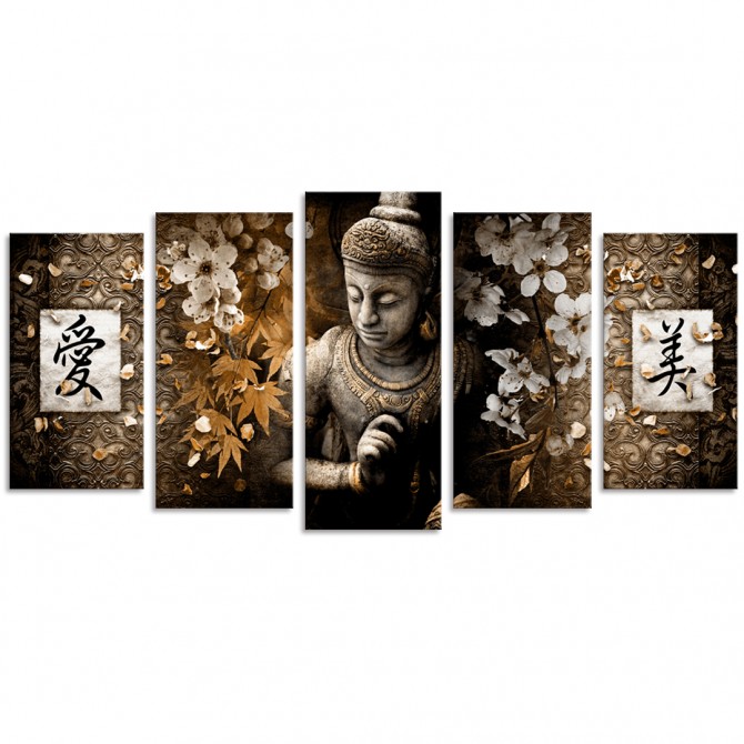 Cuadro tríptico decorativo de Buda dividido en 5 partes - Cuadrostock