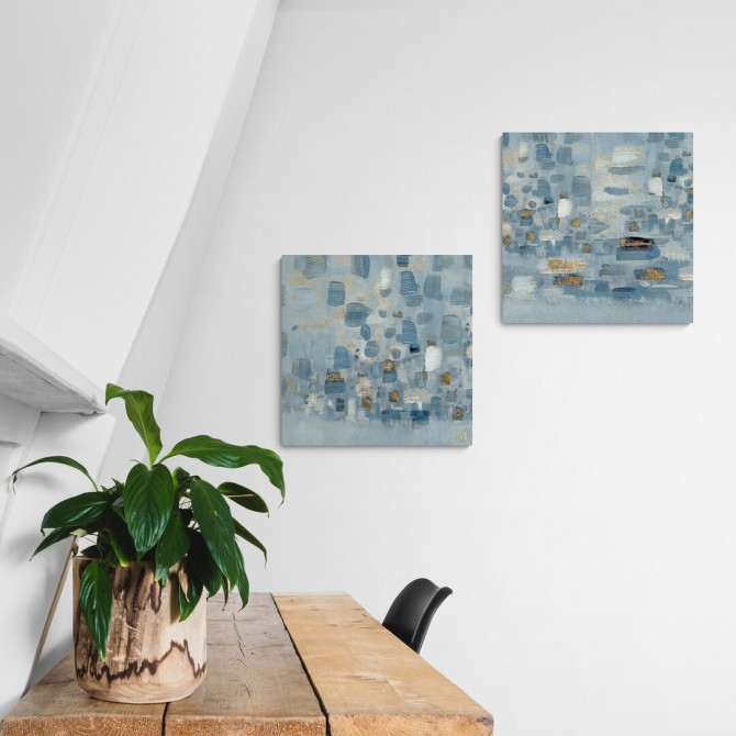 Juego de 2 cuadros abstractos decorativos tono azul - Cuadrostock