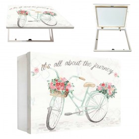 Tapacontador horizontal blanco Bicicleta flores - Cuadrostock