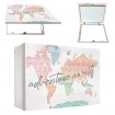 Tapacontador horizontal blanco con mapa y texto - Cuadrostock