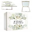 Tapacontador horizontal blanco con texto y flores - Cuadrostock