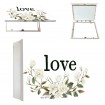 Tapacontador horizontal blanco con flores y texto "love" - Cuadrostock