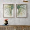 Díptico con hojas de palmera en tonos verdes e imitación a dorado ideal para decoraciones frescas