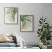 Díptico con hojas de palmera en tonos verdes e imitación a dorado ideal para decoraciones frescas