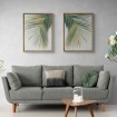 Díptico con hojas de palmera en tonos verdes e imitación a dorado ideal para decoraciones frescas