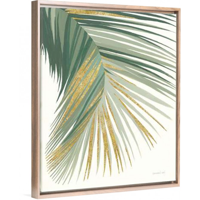 Díptico con hojas de palmera en tonos verdes e imitación a dorado ideal para decoraciones frescas