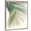 Díptico con hojas de palmera en tonos verdes e imitación a dorado ideal para decoraciones frescas