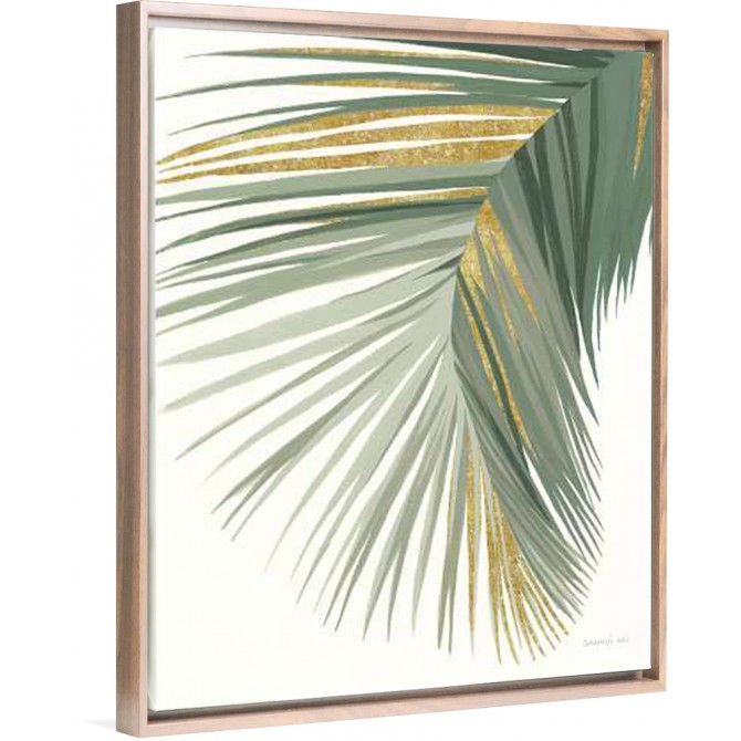Díptico con hojas de palmera en tonos verdes e imitación a dorado ideal para decoraciones frescas