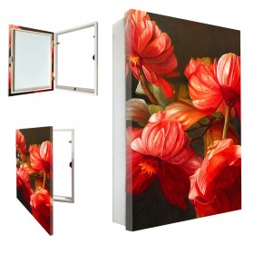 Tapacontador vertical blanco con cuadro de flores color rojas 01 - Cuadrostock