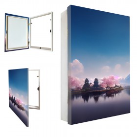 Tapacontador vertical blanco con cuadro de paisaje moderno japonés 02 - Cuadrostock