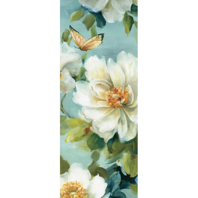 Juego de 2 cuadros verticales flores blancas con mariposas - Cuadrostock