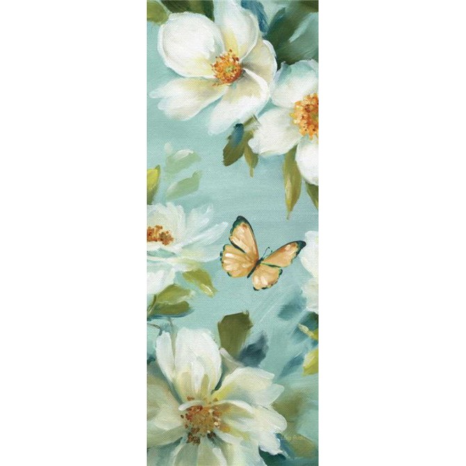Juego de 2 cuadros verticales flores blancas con mariposas - Cuadrostock