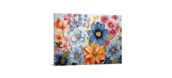 Canvas of Flowers in Bright Colors